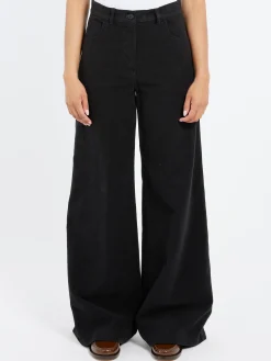 Aspesi - Stretch Fustian High-Waisted Trousers in Black