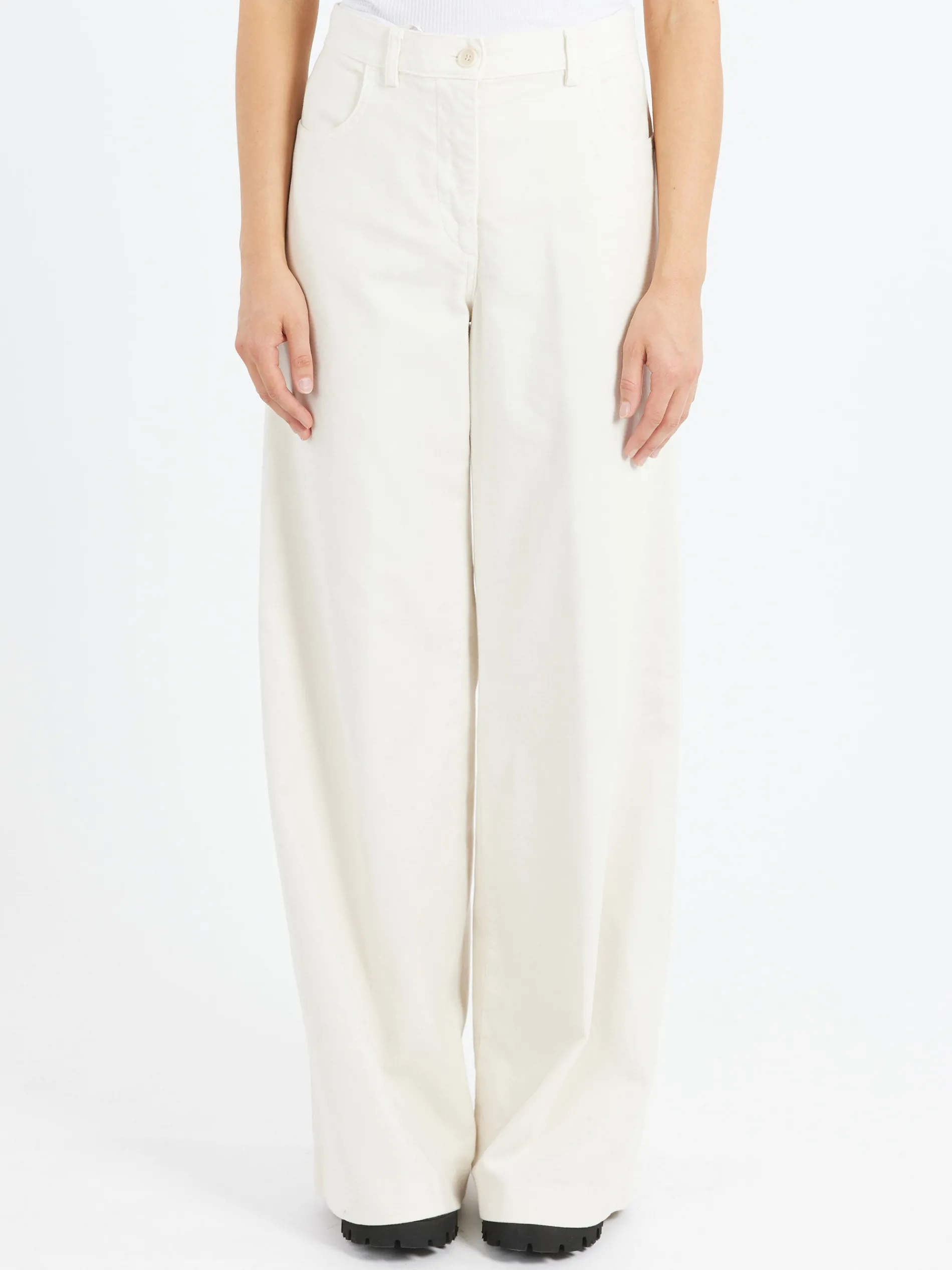 Aspesi - Stretch Fustian High-Waisted Trousers in Ice