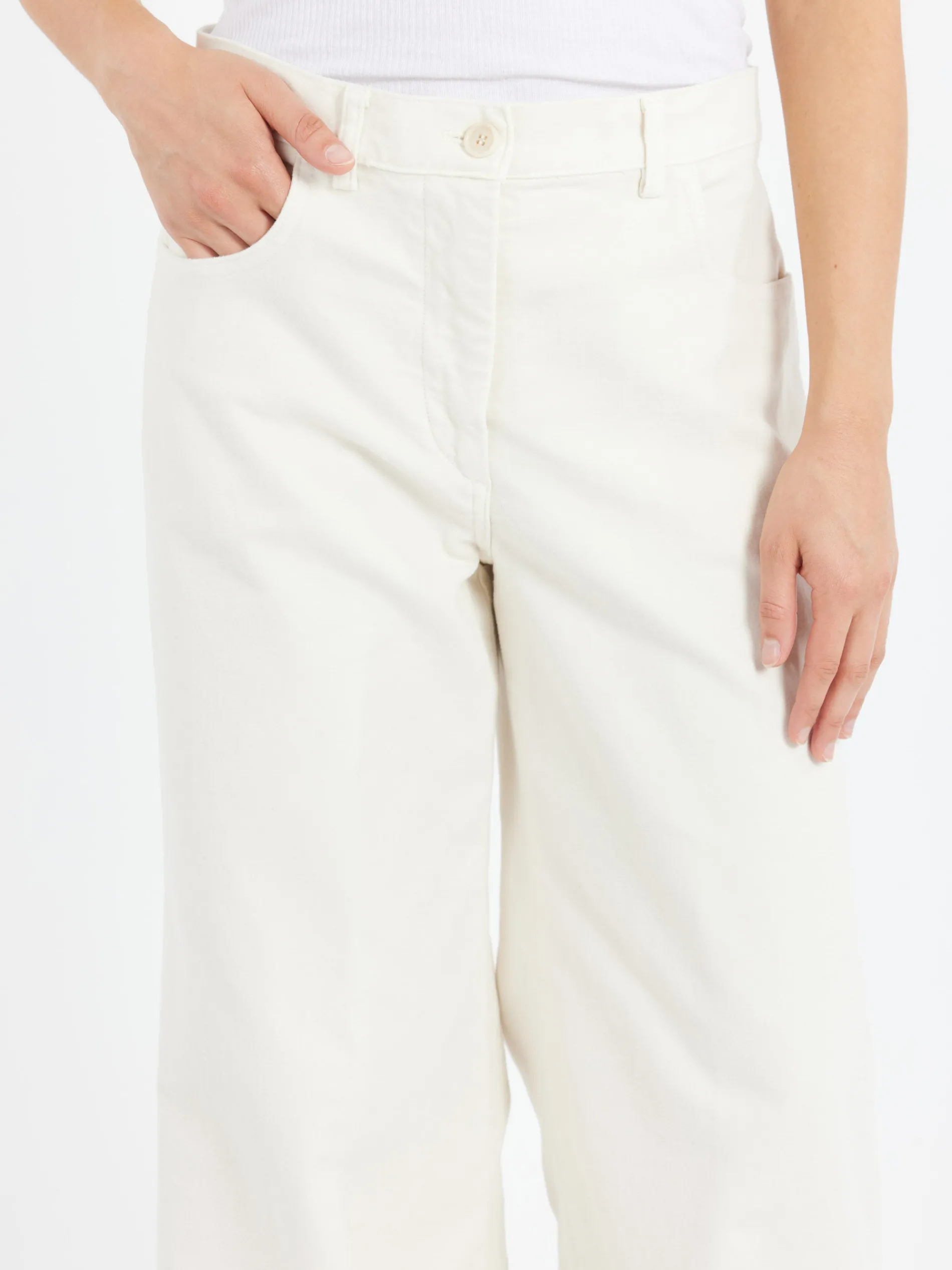 Aspesi - Stretch Fustian High-Waisted Trousers in Ice