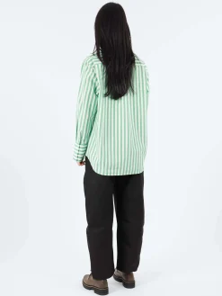 Aspesi - Vertical Striped Poplin Shirt in Green Stripe