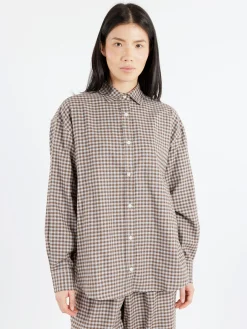 Baserange - Loose Ole Shirt in Brown Grey Flannel
