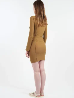 Baserange - Omato Long Sleeve Dress in Jade Brown