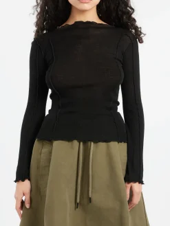 Baserange - Omato Long Sleeve in Black Wool