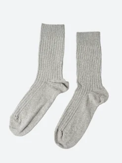 Baserange - Rib Ankle Socks in Grey Melange