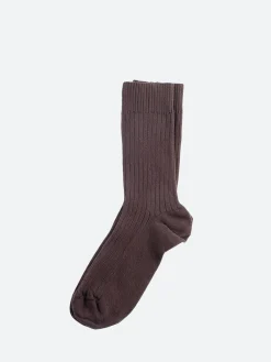 Baserange - Rib Ankle Socks in Tactile (Dark Brown)