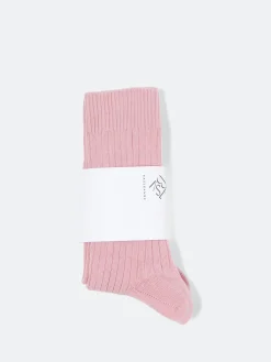 Baserange - Rib Overankle Socks in Bridge Brown (Pink)