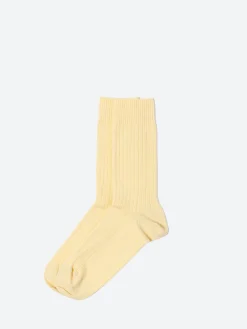 Baserange - Rib Overankle Socks in Bog Yellow