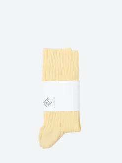 Baserange - Rib Overankle Socks in Bog Yellow