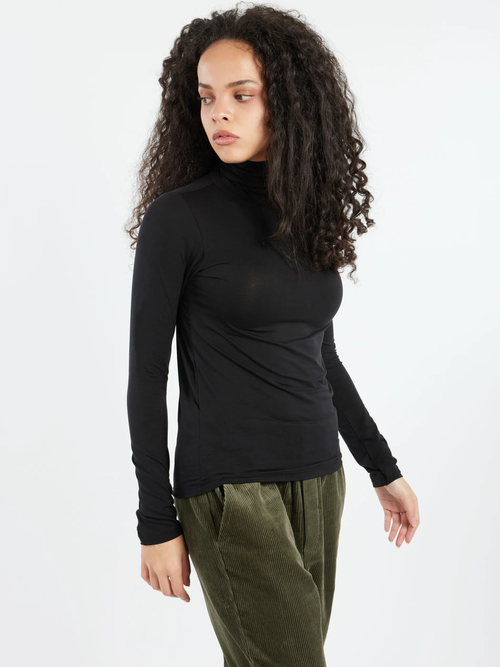 Baserange - Turtleneck Tee in Black