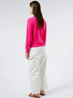 BEAMS BOY - 12 Gauge Embroidery Cardigan in Fuchsia