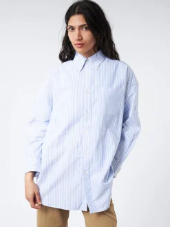 BEAMS BOY - Big Button Down Shirt in Blue