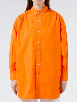 BEAMS BOY - Big Button-Down Shirt in Orange