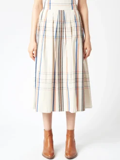 BEAMS BOY - Big Tartan Skirt in Off White