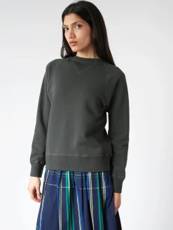 BEAMS BOY - Drop-Needle Rib Crewneck Pullover in Smoke