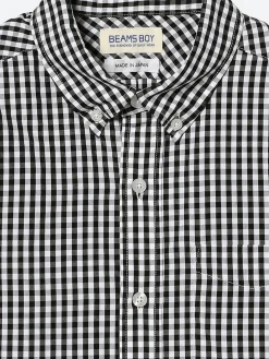 BEAMS Boy - Gingham B.D. Shirt in Black