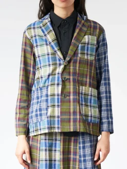BEAMS BOY - Madras Crazy Check Blazer in Navy