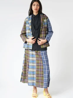 BEAMS BOY - Madras Crazy Check Blazer in Navy