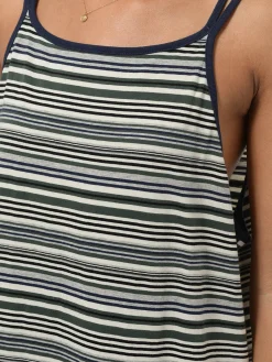 BEAMS Boy - Multi-Border Camisole Dress in Dark Green