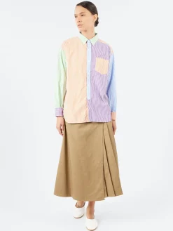 BEAMS BOY - Pleated Wrap Skirt in Beige