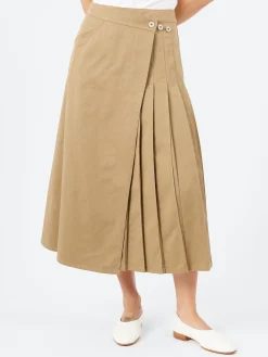 BEAMS BOY - Pleated Wrap Skirt in Beige