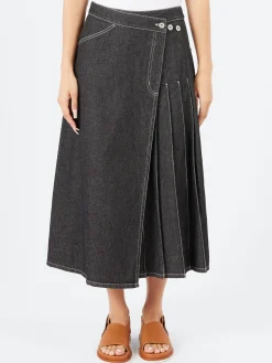 BEAMS BOY - Pleated Wrap Skirt in Black