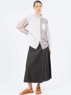 BEAMS BOY - Pleated Wrap Skirt in Black