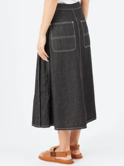 BEAMS BOY - Pleated Wrap Skirt in Black