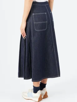 BEAMS BOY - Pleated Wrap Skirt in Indigo