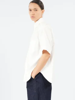 BEAMS BOY - Shirt Sleeve Button Down Big Shirt in Ivory
