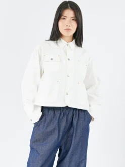 BEAMS BOY - Short Coverall Jacket in Off White