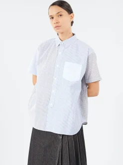 BEAMS BOY - Short Sleeve Button Down Shirt in Blue