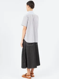 BEAMS BOY - Short Sleeve Button Down Shirt in Blue