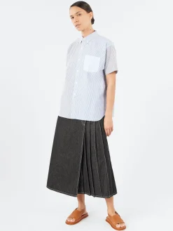 BEAMS BOY - Short Sleeve Button Down Shirt in Blue