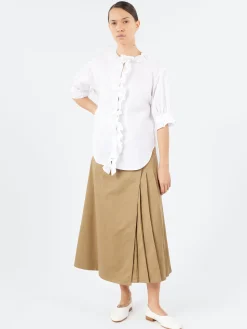 BEAMS BOY - S/S Frill Shirt in Black
