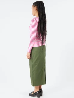 BEAMS BOYS - Long Sleeve Border T-Shirt in Pink and White