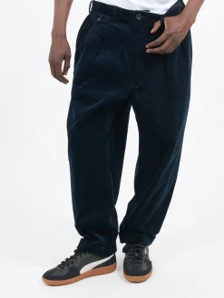 BEAMS PLUS - 2 Pleat Corduroy Pants in Navy