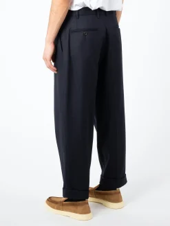 BEAMS PLUS - 2 Pleat Flannel Pants in Navy