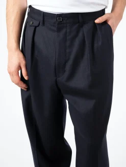 BEAMS PLUS - 2 Pleat Flannel Pants in Navy
