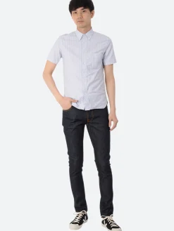 BEAMS PLUS - B.D. Short Sleeve Candy Stripe Shirt in Blue