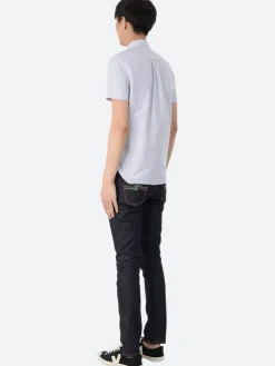 BEAMS PLUS - B.D. Short Sleeve Candy Stripe Shirt in Blue