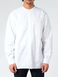 BEAMS PLUS - Broad Band Collar Pullover Shirt in White