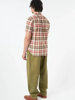 BEAMS PLUS - Button-Down Madras Shirt in Brown