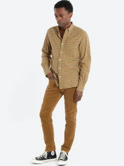 BEAMS PLUS - Button-Down Mini Plaid Flannel in Yellow