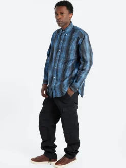 BEAMS PLUS - Button-Down Print Flannel Classic Fit in Blue