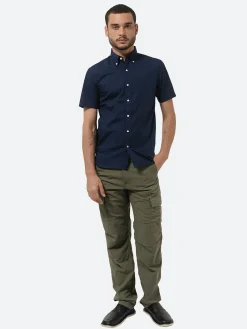 BEAMS PLUS - Color Broad Short Sleeve Button Down Shirt in Navy
