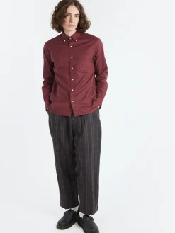 BEAMS PLUS - Colour Oxford Button Down Shirt in Burgundy