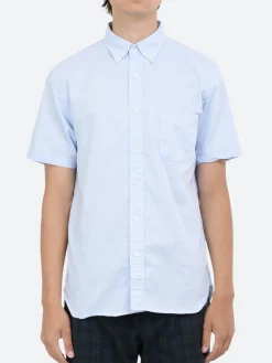 BEAMS PLUS - Coolmax Short Sleeve Button Down Shirt in Blue