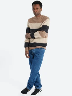 BEAMS PLUS - Crew Stripe Shaggy in Light Brown