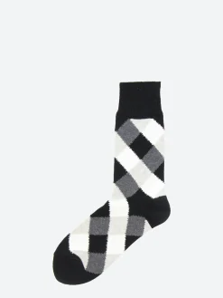 BEAMS PLUS - Diamond Pattern Socks in Black