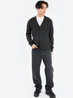 BEAMS PLUS - Elbow Patch Cardigan in Charcoal Grey